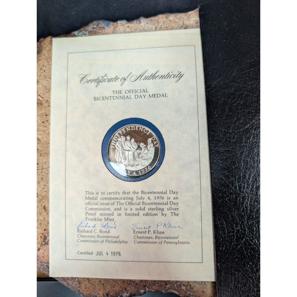 1976 Bicentennial Day Sterling Silver Medal Franklin Mint Proof